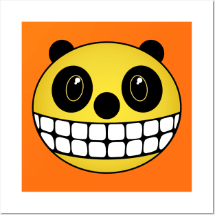 Yellow Panda Smiley Face Posters and Art